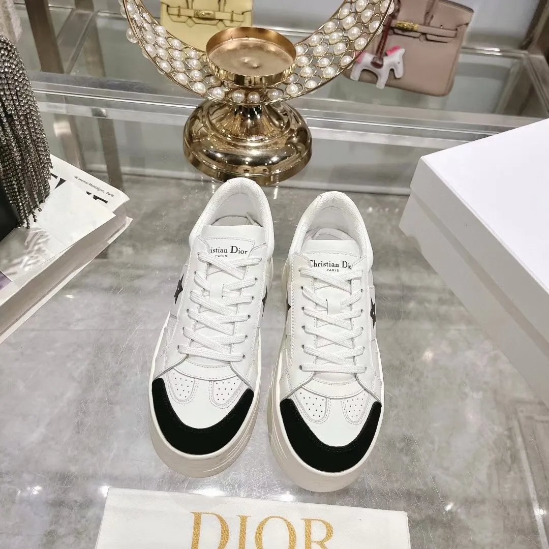👟👟Ex-factory price 480👟👟 DIOR Dior's new thick-soled sports white shoes, made of first-layer cowhide, breathable mesh inside, sheepskin for foot pads, and lightweight outsole. Size: 35-40 (41 customized)